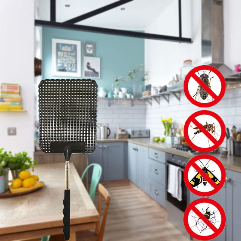 [Australia] - 2PCS Telescopic Fly Swatter, Manual Heavy Duty Plastic Flyswatter, Upgraded Sturdy Fly Swatter with Extendable Stainless Steel Pole 