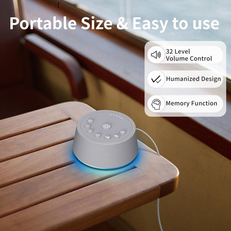 [Australia] - SoundLegend Sleep White Noise Sound Machines 32-Level Volume 30 Sounds 12 Colors Light 5 Timers Adjustable Light Brightness Compact for Everyone Travel Gift Memory Function Grey 
