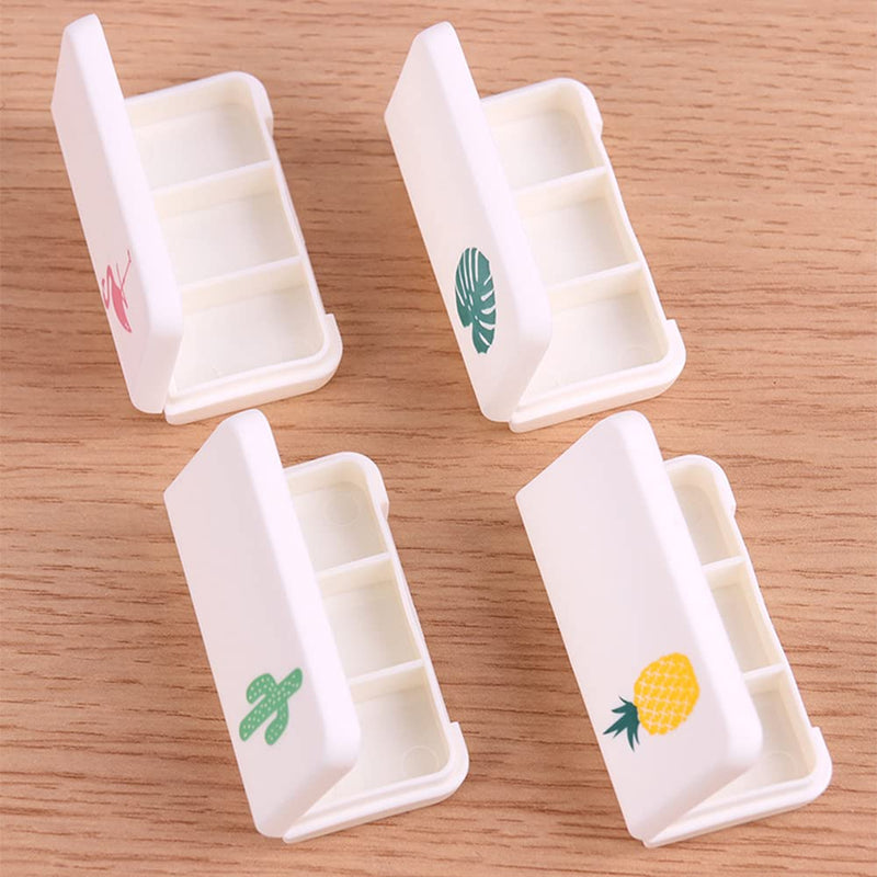 Daily Pill Box Case Waterproof Medicine Organizer Vitamin Holder Mini Pill Medicine Container for Travel Use -3 Compartments-Cactus Cactus