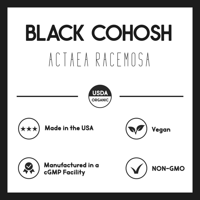 [Australia] - Organic Black Cohosh 1000 mg 60 Servings | Menopause, Night Sweats and Sleep Support | Vegetarian, Organic, Non-GMO & Gluten Free 
