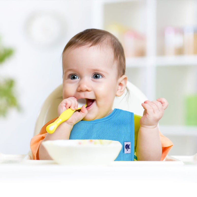 [Australia] - 12 Pack Terry Drool Cotton Bibs, Unisex Baby Bibs with Fiber Filling Waterproof for Feeding, Teething, Drooling Boy 