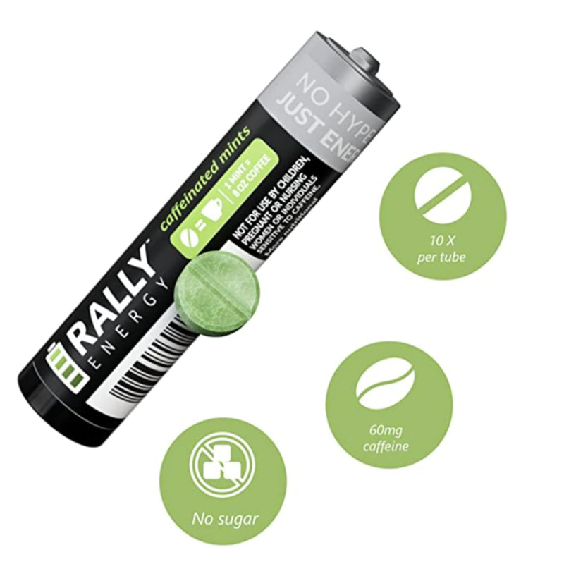 [Australia] - Rally Caffeine Mints, 60milligram Caffeine, Instant Energy, Fresh Breath Caffeinated Mints, 0 Sugar, Natural Peppermint, Cinnamon, Wintergreen Variety Pack (3 Packs, 30 Mints) 