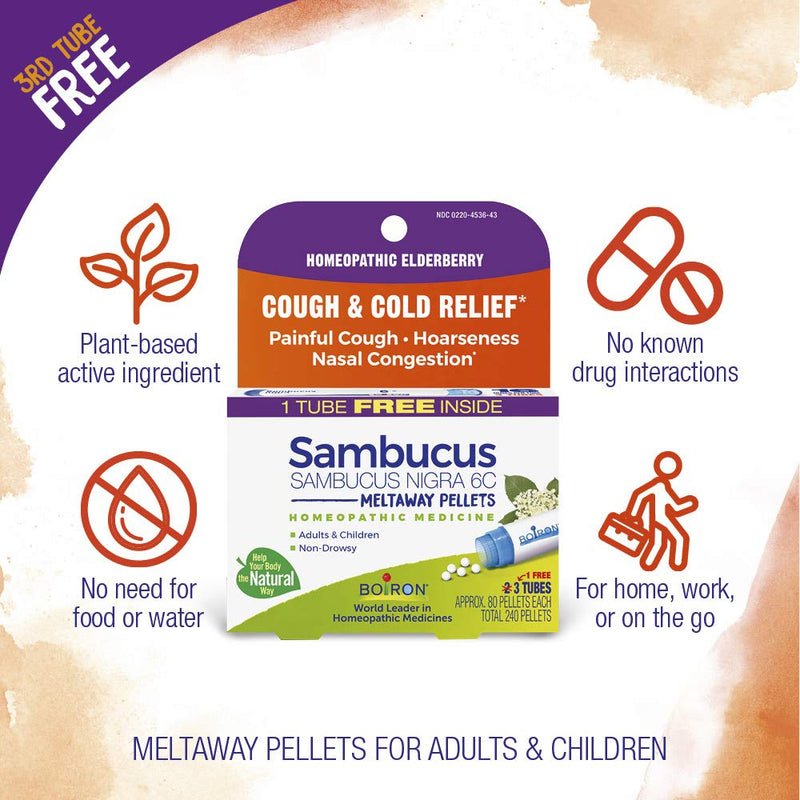 Boiron Homeopathic Allergy and Cough Relief Medicine Bundle with Histaminum and Sambucus (3 Tubes, 480 Count)