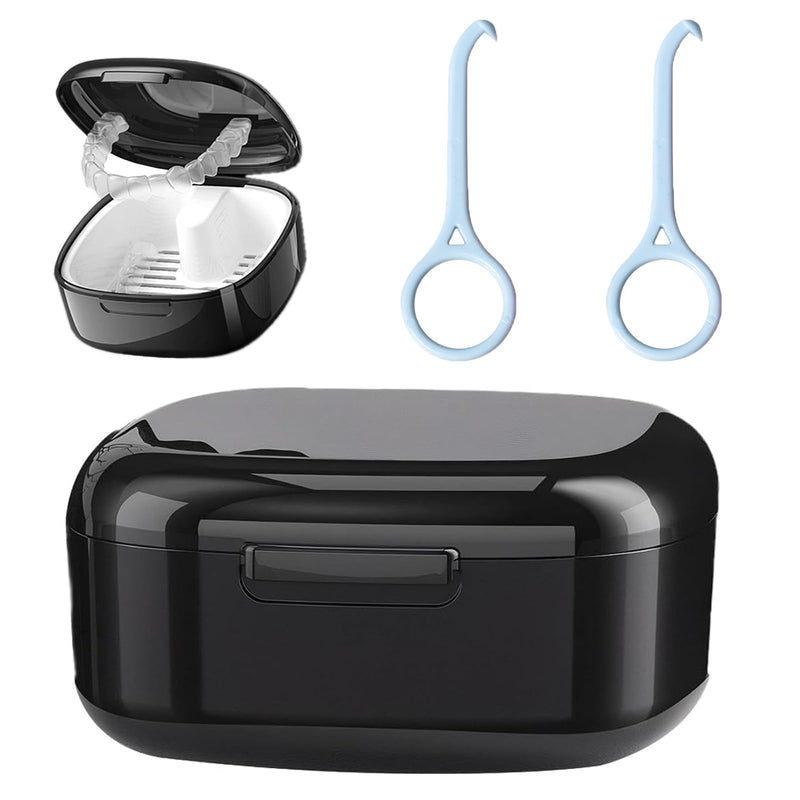 [Australia] - AHEJIOO Braces Box with Strainer, Denture Box with Bracket Extractor, Denture Box, Dental Splint Box, Braces Box, Double Layer Hollow Drain, Denture Box, for Holder, Cleaning Box 
