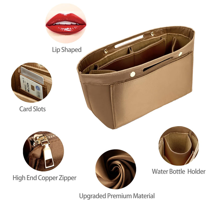ZTUJO Purse Organizer Insert For Handbag & Tote Shaper,Tote Bag Organizer Insert For Speedy Neverful, 6 Sizes(X-Large,Silky Brown) Regular X-Large Silky Brown