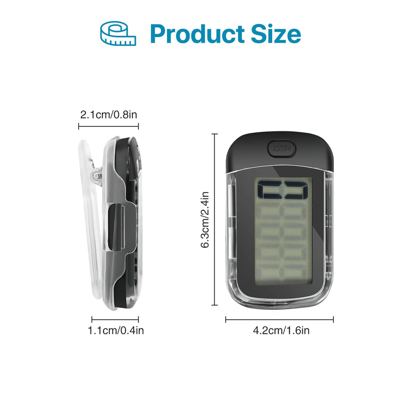 [Australia] - 3D Pedometer for Walking, Simple Digital Step Counter with Removable Clip and Lanyard, Accurate Pedometers for Steps Track with Large LCD Display for Men Women Kids Walking Running Hiking Sports-Black 