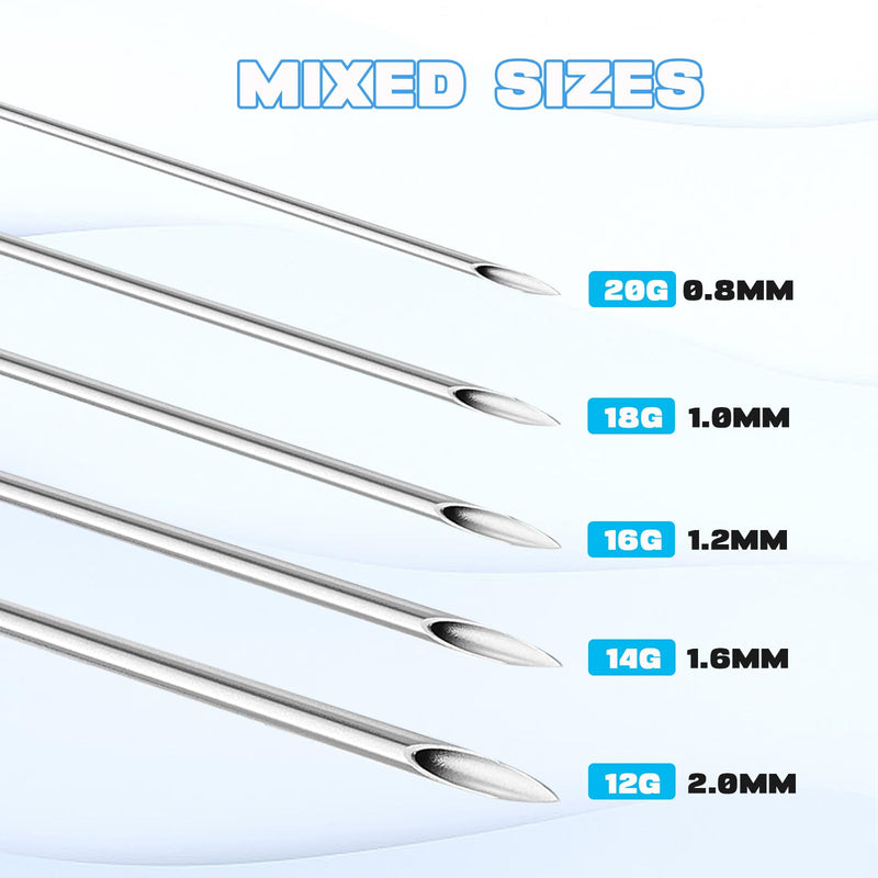 [Australia] - 50pcs Piercing Needles Kit - 12G 14G 16G 18G 20G Mixed Gauges, 316L Stainless Steel Hollow Needles for Ear Nose Belly Button Jewelry Piercing MIX-50PCS 