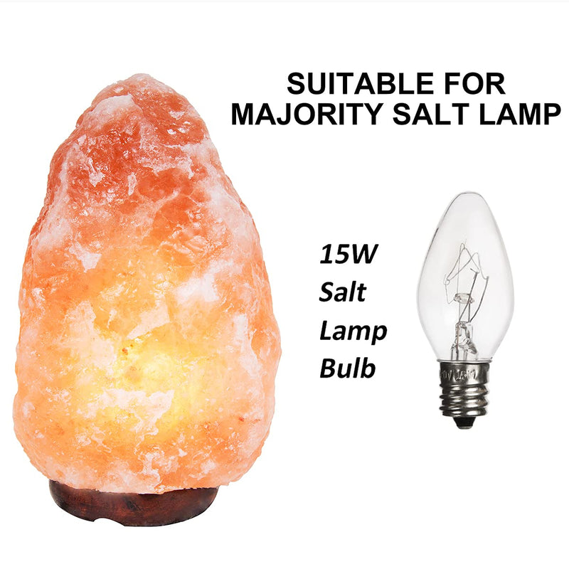 [Australia] - Salt Lamp Light Bulbs 15 Watt 6 Pack, Himalayan Salt Lamp Original Replacement Bulbs E12 Socket Long Lasting Incandescent Bulbs 6 Count (Pack of 1) 