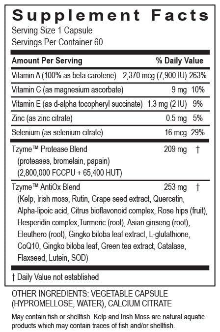 TRANSFORMATION THE GENESIS OF GOOD HEALTH Enzyme Protease IFC Enzyme Supplement, Natural Support for Muscle & Fatigue, with High Rich Vitamin A, E, C, Zinc, & Selenium, Non-GMO, 60 Capsules 60 Count (Pack of 1)