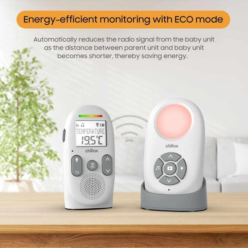 [Australia] - Chillax Baby 360 Digital Audio Monitor | 4-in-1 Baby Monitor with Night Light, Soothing Sound Machine, Room Temperature Sensor & Long-Range DECT 6.0 Audio | Portable & Rechargeable with Two-Way Talk 