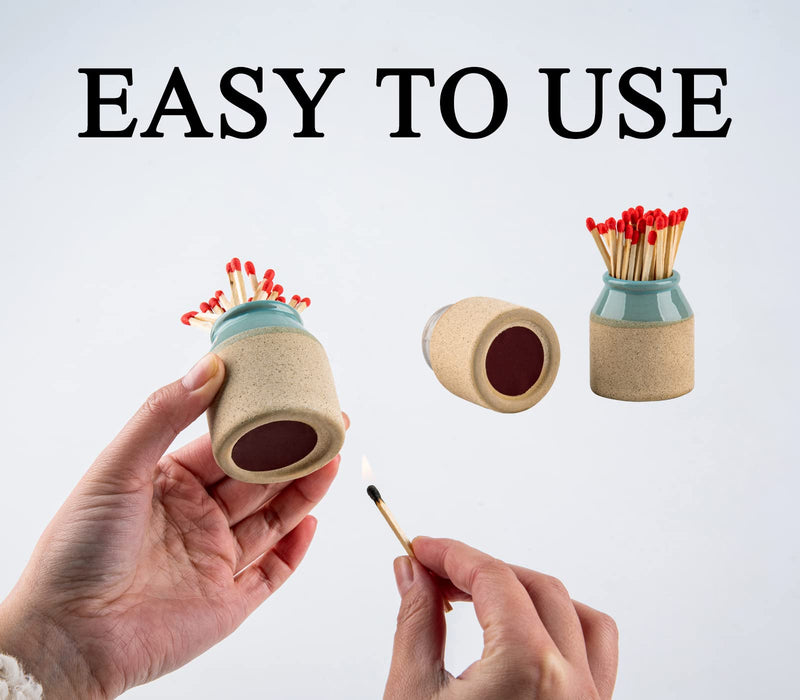 [Australia] - Match Cloche Decorative Matches Jar with Match Striker Set of 2 Mini Pottery Match Holder with Striker 