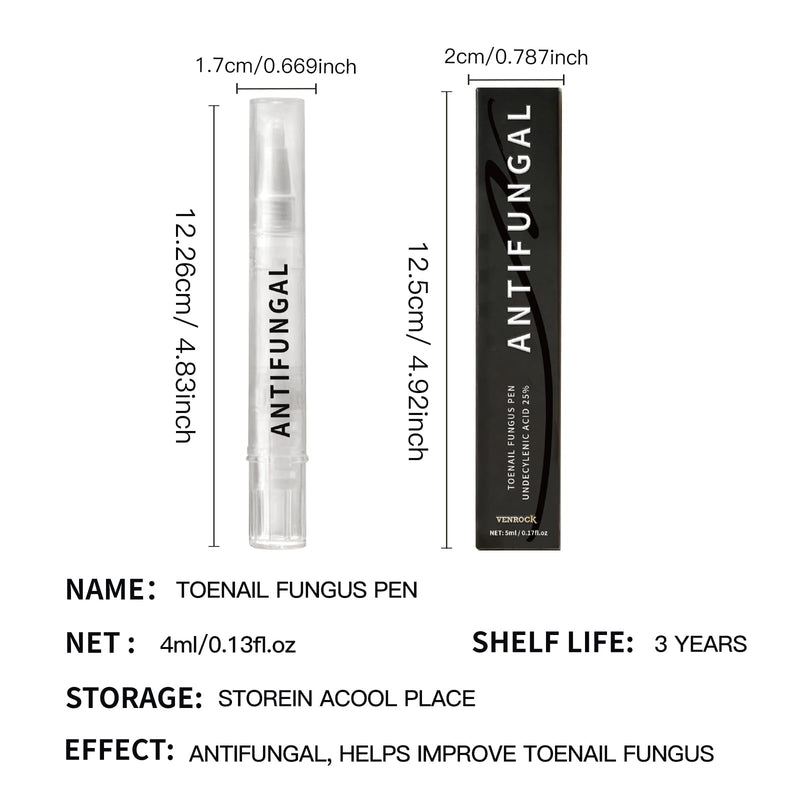 VENROCK Nail Care Pen with Undecylenic Acid 4.125% – Toenail & Fingernail Care Solution, Easy Brush-On Formula for Healthy-Looking Nails, Daily Nail Maintenance with Lactobionic Acid, 0.17 Fl Oz