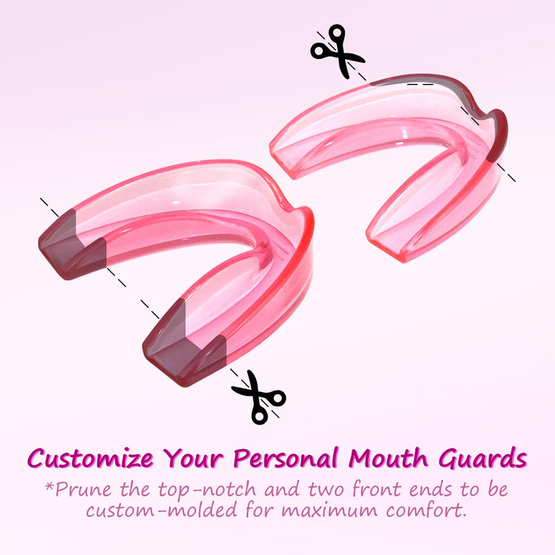 [Australia] - Mouth Guard for Grinding Teeth at Night, Moldable Mouthguard for Women, Upgraded Night Guards for Clenching Teeth, Pack of 4 Pink Bite Dental Guards for Bruxism, 2 Sizes with One Travel Case 4 Units for Women 