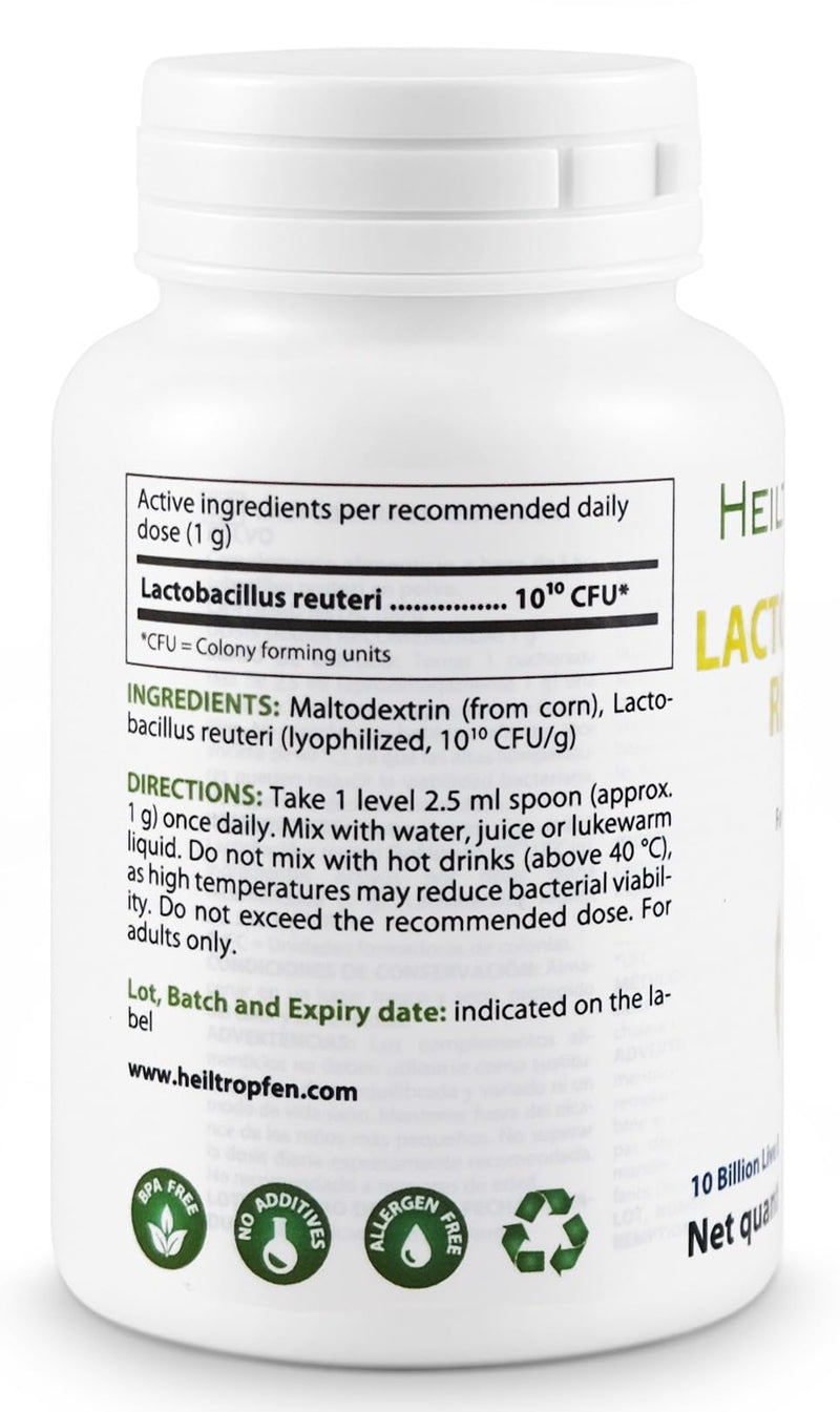 Lactobacillus reuteri Powder 100g | Live Bacterial Cultures Powder | 10 Billion CFU | 100 Daily Servings | Capsule-Free | Food Supplement
