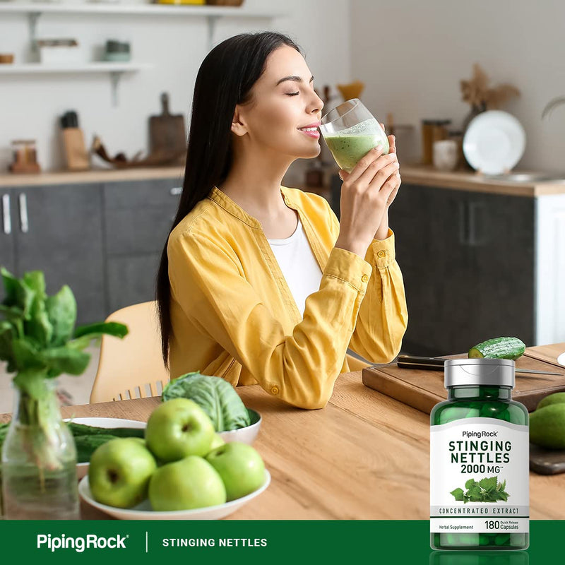 [Australia] - Piping Rock Stinging Nettle Capsules 2000mg | 180 Count | Nettle Leaf Herbal Extract | Gluten Free Supplement, Non-GMO 