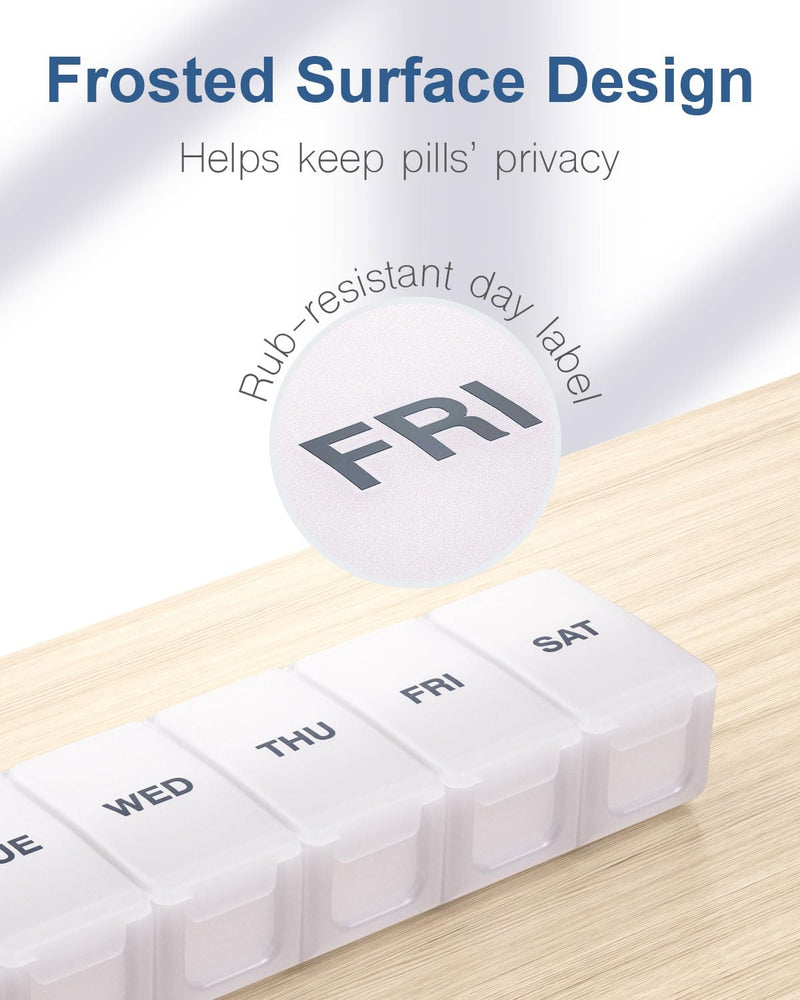 [Australia] - Extra Large Pill Organizer Weekly, KAPENS Daily Pill Case Box Large Capacity Compartments, 7 Day Pill Containers for Medicine Supplements Vitamin Fish Oil White 