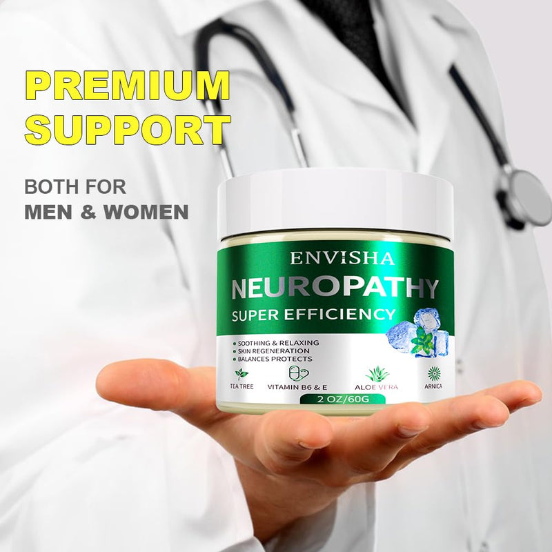 Neuropathy Cream with Menthol, Arnica, Aloe Vera, Emu, Vitamin B6, Extra Strength for Feet, Hands, Legs, 2oz