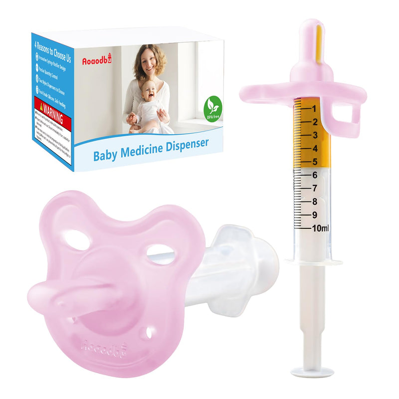 [Australia] - Baby Medicine Dispenser, Baby Medicine Syringe, 0 Months and up Baby Pacifiers, 100% Silicone Pacifiers, BPA-Free (Pink) Pink 