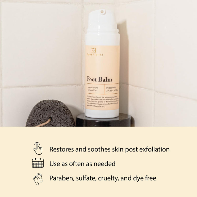 [Australia] - FootFitter Pedicure Foot Care Set with Sea Salt Scrub, Volcanic Pumice Stone & Repair Balm for Dry Skin, Cracked Heels, and Rough Feet 