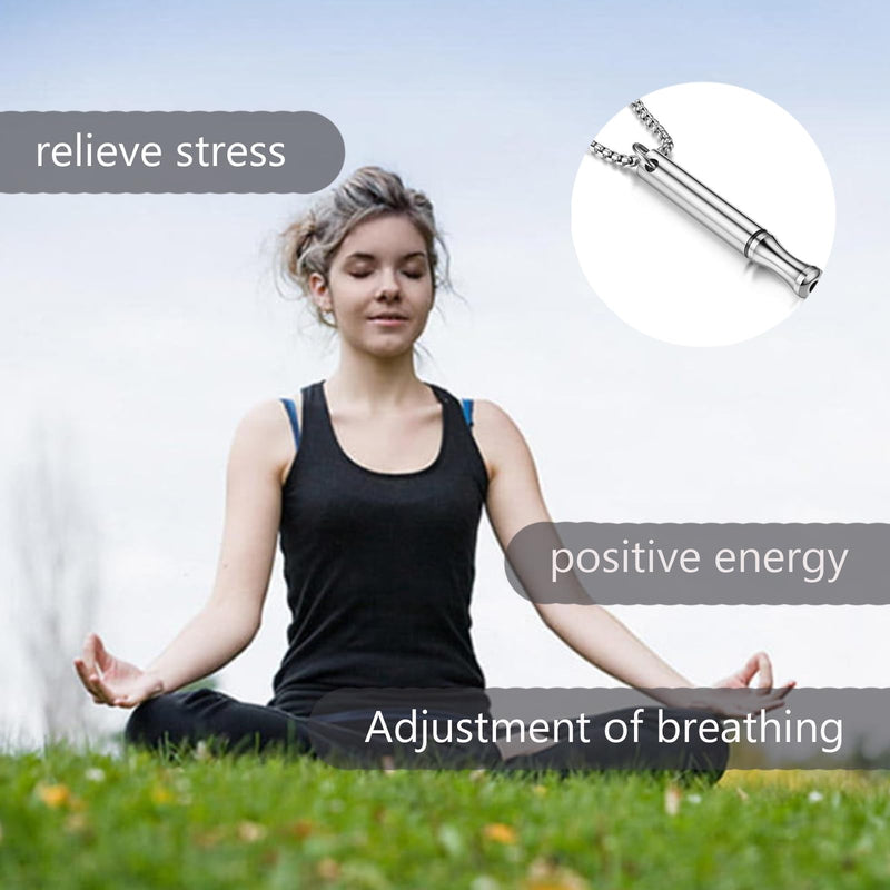 [Australia] - Smoking cessation aid, stainless steel quit smoking necklace, original smoking cessation breathing necklace, anti-smoking breathing chain, stress-relieving against anxiety breathing necklace (black + silver) 