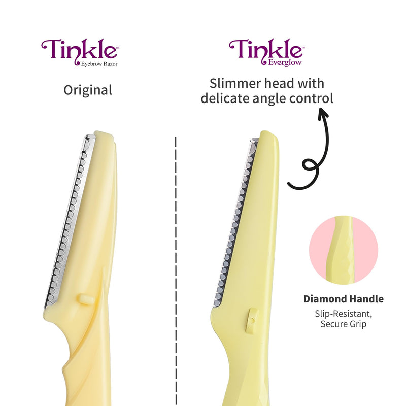 [Australia] - Tinkle Everglow Dermaplane Razor (12 ct - 4 packs of 3ct), Eyebrow Razor & Face Razors for Women, Peach Fuzz Remover, Dermaplaning Tool, Stainless Steel Blades 