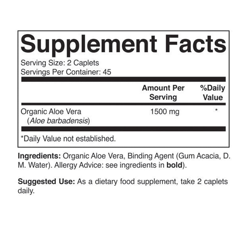 [Australia] - Brieofood Organic Aloe Vera 1500mg, 45 Servings, Vegetarian, Gluten Free, 90 Vegetarian Tablets 