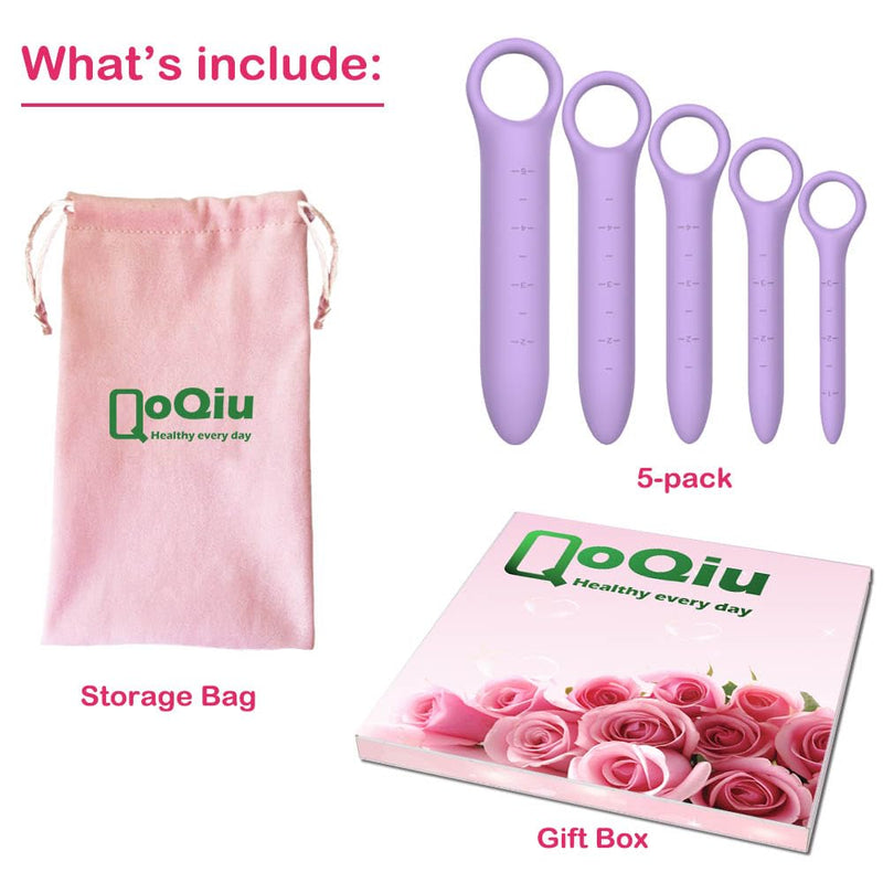 [Australia] - 5-Pack Silicone Dilators for Pelvic Floor for Women with Fine Scales, Pelvic Wand Massager，Pelvic Floor Muscle Trainer, Pelvic Floor Strengthening Device with Storage Bag, Purple 