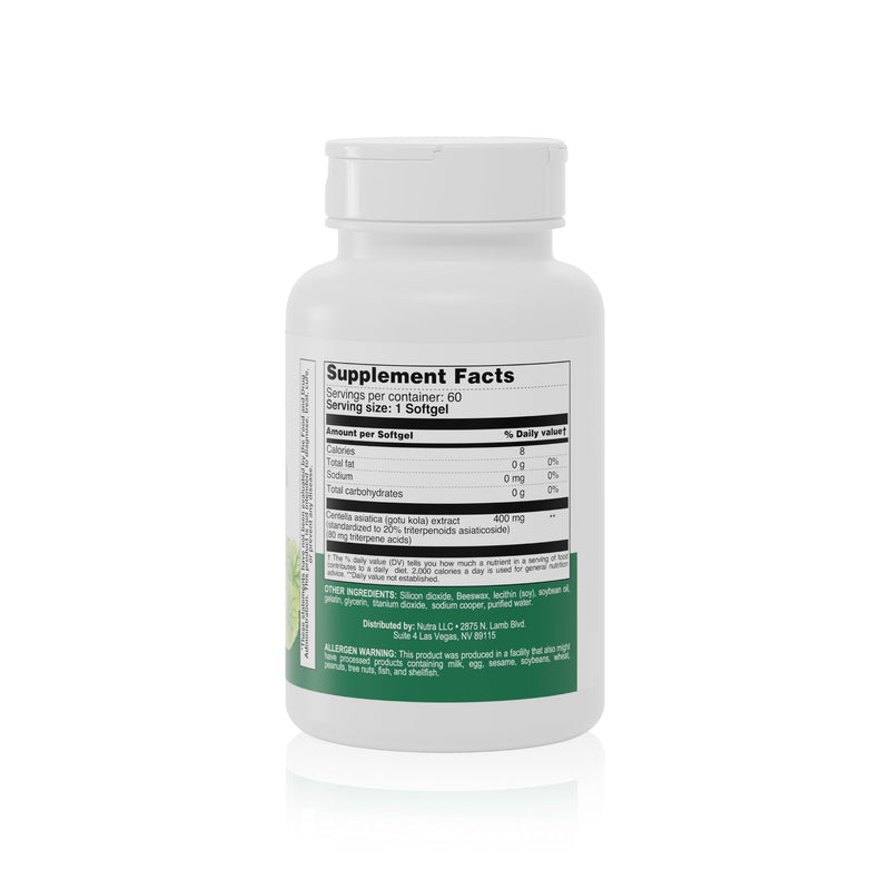 [Australia] - Gotu Kola 400mg ‚Äì Standardized Centella Asiatica Extract with 20% Asiaticosides ‚Äì Promotes Cognitive Support, Brain Health & Focus ‚Äì 60 Softgels ‚Äì Non-GMO, Gluten-Free Formula 