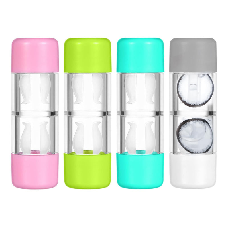 [Australia] - Yewseas 4 PCS Contact Lens Case Travel Set for Hard Lenses, Portable Lens Case with Cleaning Container for Home and Travel, Compact Storage in Pink, White, Blue and Green 