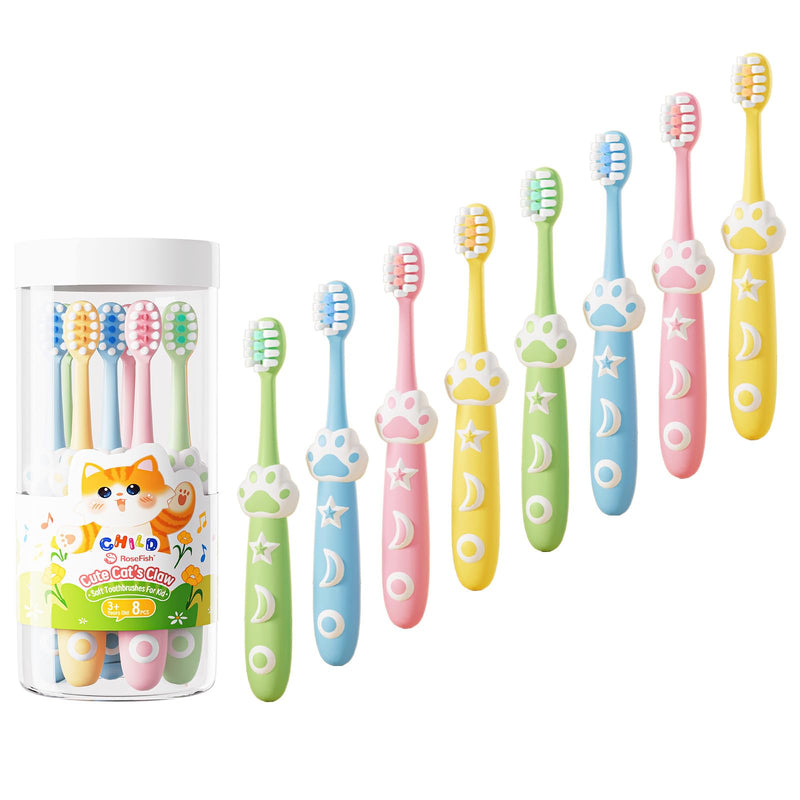8 Pack Kids Toothbrushes Extra Soft Toddler Toothbrush 2-8 Years Children Manual Toothbrushes for Clean Teeth Cute Kid Toothbrushes Make Your Toddler Love Brushing Teeth