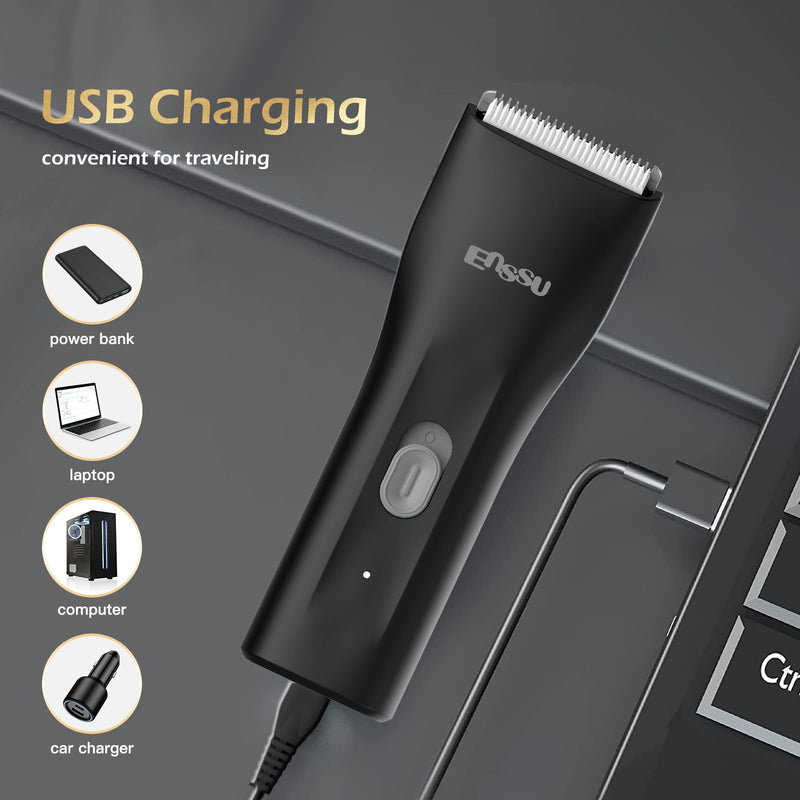 [Australia] - Electric Body Hair Trimmer for Men, Handy Ball Trimmer Groin & Pubic Hair Trimmer for Men, Rechargeable Waterproof Body Shaver Groomer for Men for Travle, Black 