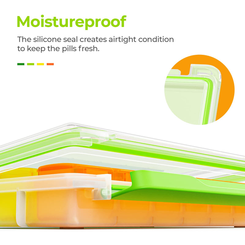 [Australia] - AUVON Monthly Pill Organizer Moistureproof, Large 28 Days Pill Case with Removable 4 Weeks Pill Box Rows, Travel-Friendly Pill Container for Fish Oils, Vitamins, Supplements and Medications A-clear 