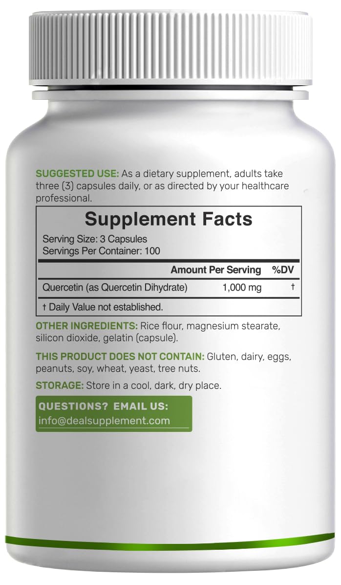 [Australia] - Quercetin 1,000mg Per Serving, 300 Capsules ‚Äì Healthy Immune Support Supplements, High Bioavailable Flavonoids, Natural Antioxidant ‚Äì Non-GMO, Soy Free, No Gluten 