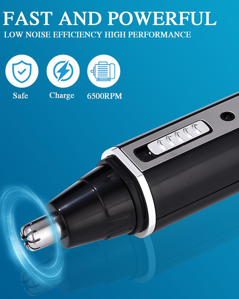 [Australia] - Birshe nose hair trimmer, nose hair trimmer, eyebrow trimmer, 3 in 1 set, ear hair trimmer with socket, pain-free facial hair trimmer for men and women, IPX7 waterproof, easy to clean 