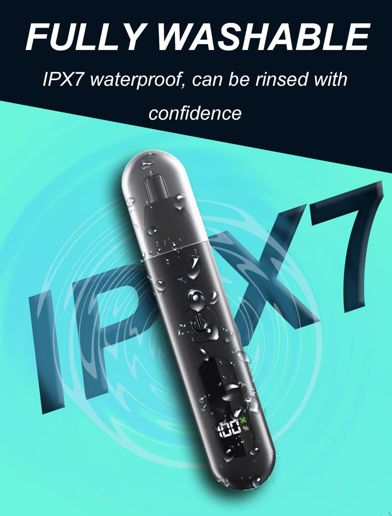 Nose Hair Trimmer for Men - 2024 Professional Painless Ear & Facial Hair Trimmer for Men Women, IPX7 Waterproof USB Rechargeable, Dual Edge Blades for Easy Cleansing, LCD Display