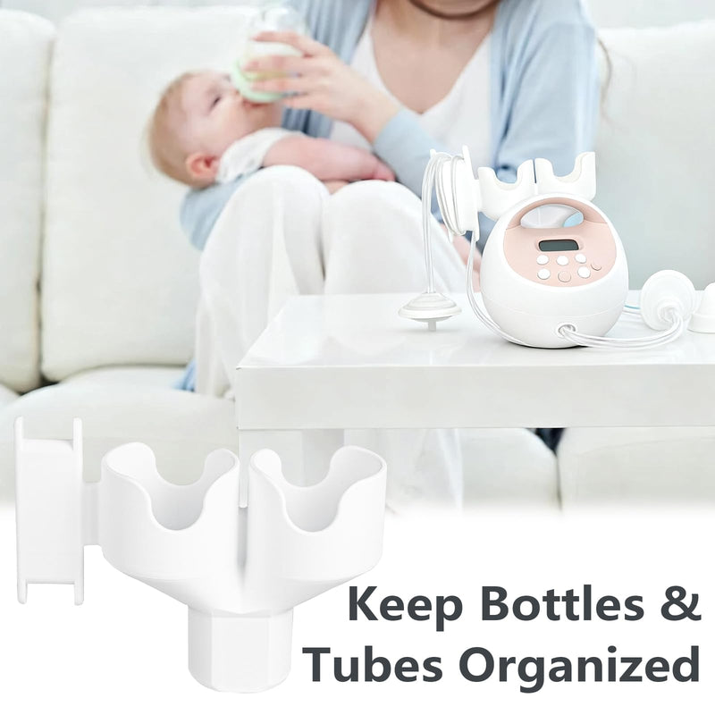 [Australia] - Bottle Holder for Spectra S1 & S2, Dual Organizer with Hose Management Compatible with Spectra New/Old Bottle, Space-Saving & Easy Installation (White, New Breast Pump) White 