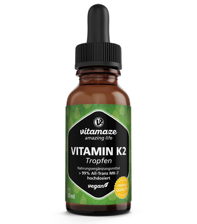 [Australia] - High-dose & vegan vitamin K2 drops 200 mcg liquid vitamin K2 per daily dose, 50 ml (1700 drops), MK-7 menaquinone (> 99% all-trans form), without unnecessary additives, made in Germany vitamin K2 drops 