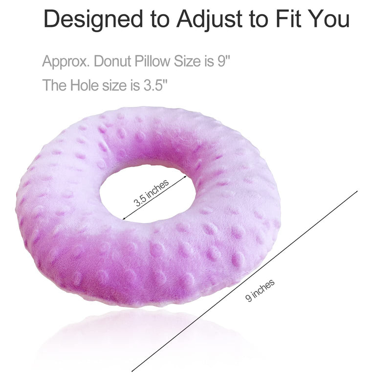 [Australia] - Piercing Pillow Ear Pillows Donut with Hole for Ear Pain CNH, Piercing, Pain Relief Sleeping, Pressure Sore, Side Sleepers, Headphones Minky Dot Lavender 