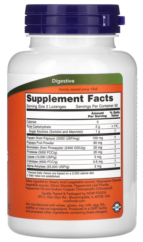 [Australia] - Now Foods - Papaya Enzymes | Supports digestion and promotes nutrient breakdown - 180 lozenges 