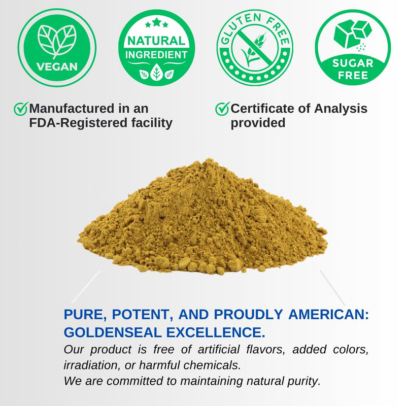 [Australia] - Goldenseal Root Powder - 4 oz, 113 Servings *USA Made & Tested* Pure Natural Goldenseal Root Powder Supplement 