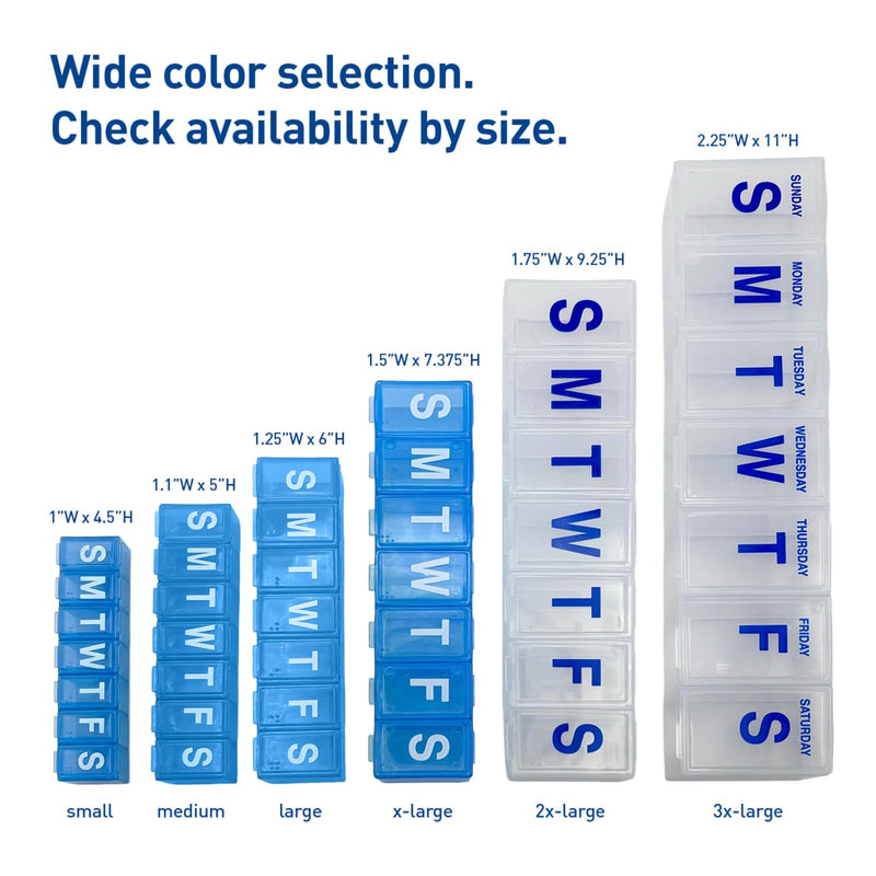 EZY DOSE Weekly (7-Day) Daily Pill Case, Medicine Planner, Vitamin Organizer, Supplement Container Box, Small Compartments, Travel Friendly and Convenient, Color May Vary (Randomly Selected), BPA Free