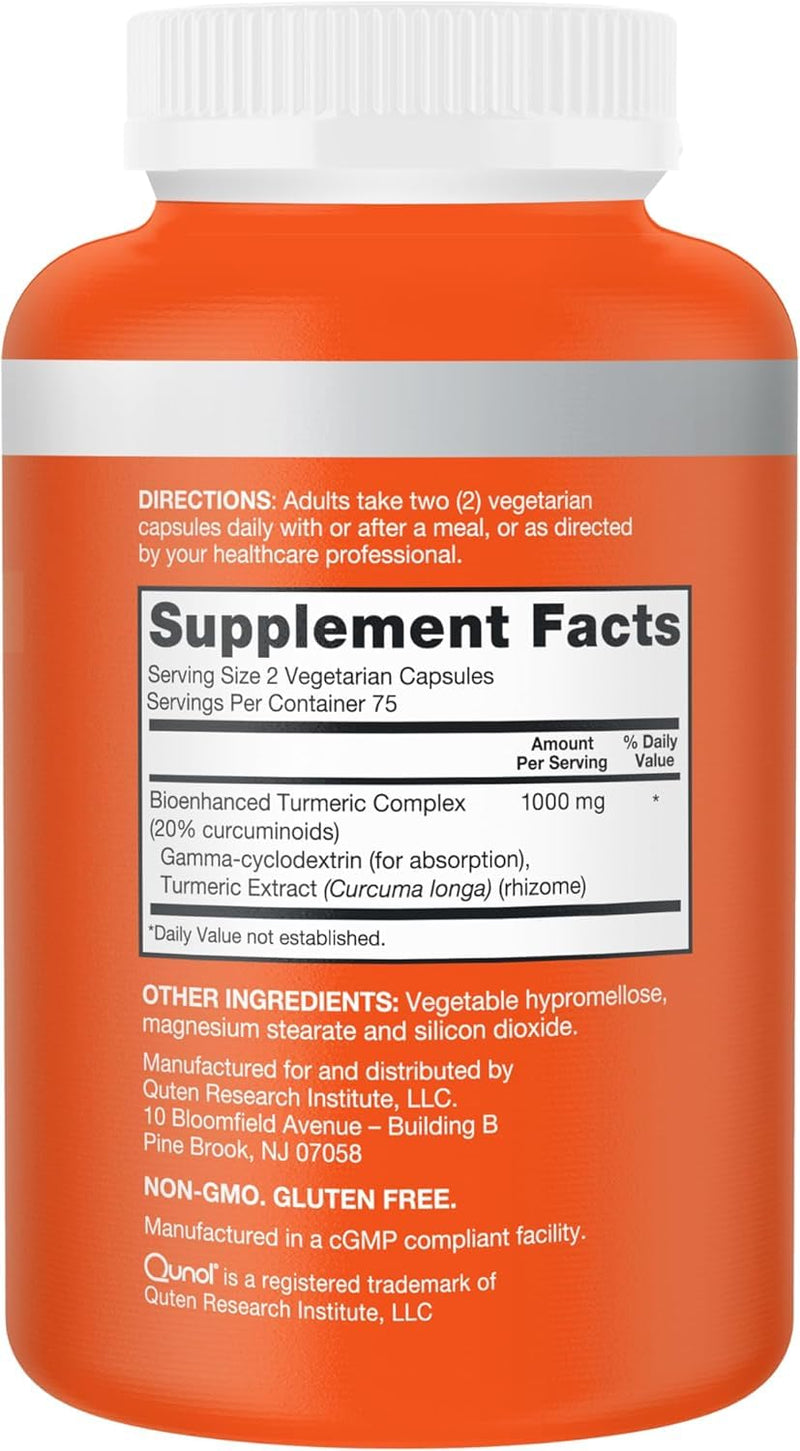 Qunol Turmeric Curcumin 1000mg, Ultra High Absorption Supplement, 150 Count | #1 Doctor Recommended form of Turmeric Curcumin, Extra Strength Capsule for Joint Support and a Healthy Inflammation Response Capsules 150 Count (Pack of 1)