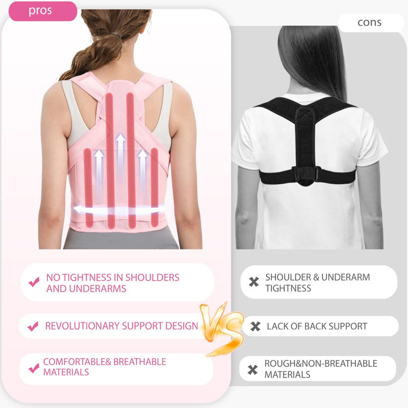 [Australia] - Posture Corrector for Women & Men – Adjustable Back Brace with Full Back Support, Shoulder Straightener for Spine Alignment, Scoliosis, Hunchback & Back Pain Relief (Pink,Medium) Pink Medium 