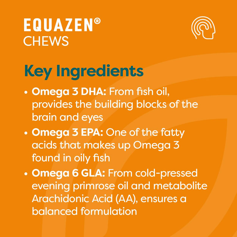 Equazen® Omega 3 & 6 Chews for Kids, Brain & Cognitive Support, DHA, EPA & GLA, Clinically Researched 9:3:1 Formula, Strawberry Flavour, Halal Certified, Age 3+, 60 Pack