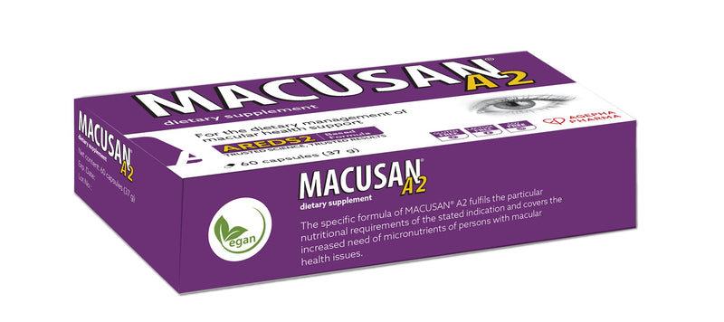 Macusan A2 AREDS2 Formula | Eye Health Dietary Food Supplement with Lutein, Zeaxanthin & Vitamins | Supports Vision & Helps Manage Age-Related Macular Degeneration (AMD) | 60 Capsules 60 count (Pack of 1)