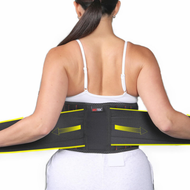 MOTEK Back Support Brace for Men & Women (Small 24-28") | Breathable Material, Lightweight Support, Dual Adjustable Straps | Lower Back Pain Relief | Lumbar Support Small (24-28")