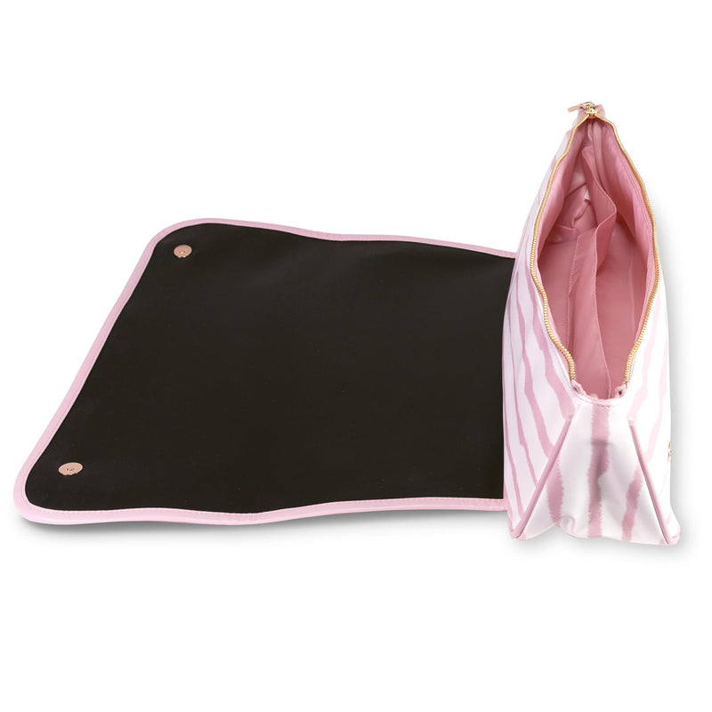 kate spade new york Hair Tool Organizer Bag, Goddess Stripe | Leatherette Travel Bag for Hair Dryer, Curler, Straightener, or Air Styler with Built in Heat Resistant Mat