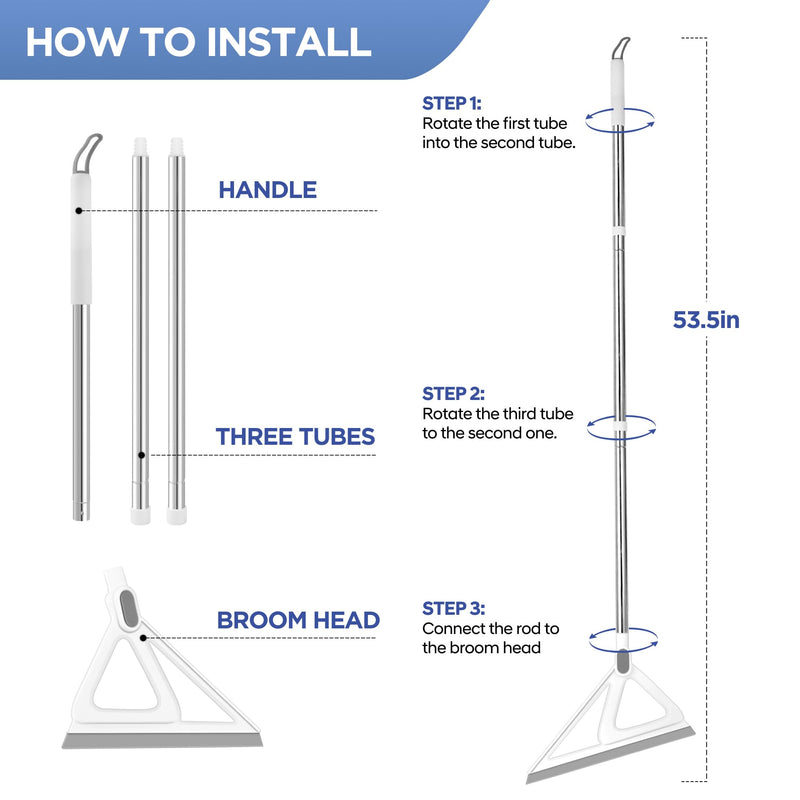 [Australia] - Multifunction Magic Broom, Squeegee Broom for Floor, Rubber Broom, Silicone Broom for Floor Cleaning, Magic Broom Sweeper for Living Room, Kitchen, Bathroom-Easy Dry The Glass (Grey, 54 INCH) 