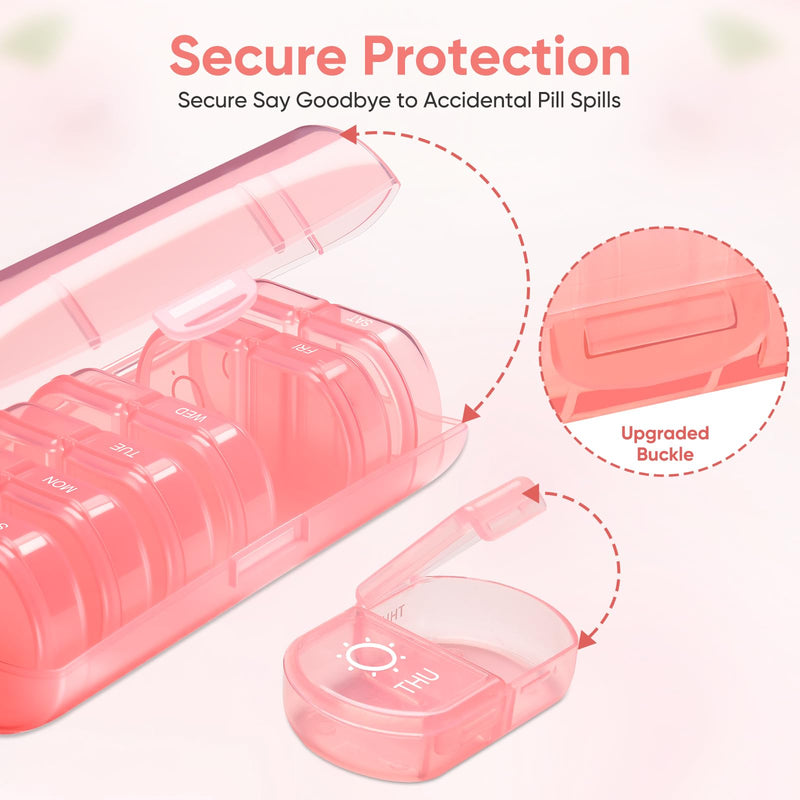 Weekly Pill Organizer 2 Times a Day Portable Medication Reminder | Compact Pill Box 7 Day Pill Case Travel Pill Dispenser for Pills,Vitamin,Fish Oil