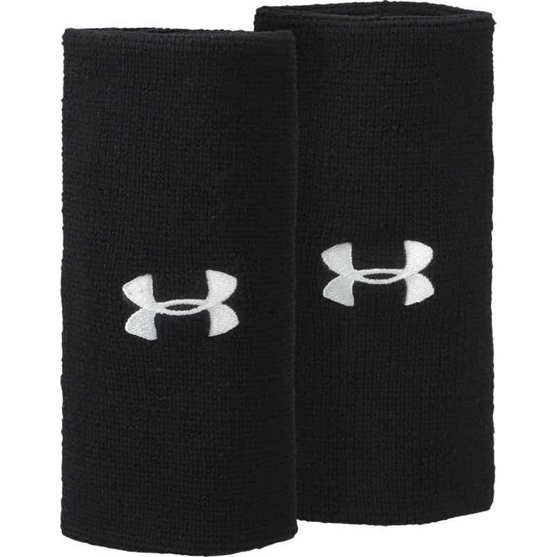 [Australia] - Under Armour Adult 6-inch Performance Wristband 2-Pack Black (001)/White One Size 